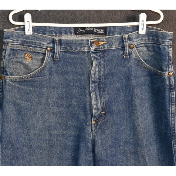 Wrangler George Strait Men's 35x34 Cowboy Cut Denim Jeans Distressed Western - Picture 2 of 10